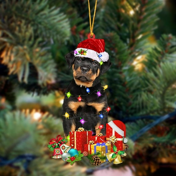 Acrylic 2D FLAT Rottweiler 1-Dog Be Christmas Tree Hanging Ornament
