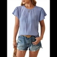 thumbnail image 2 of Blusa Tipo Túnica Holgada Informal Elegante de Verano para Mujer, con Cuello Plisado y Corta Azul XL, 2 of 10