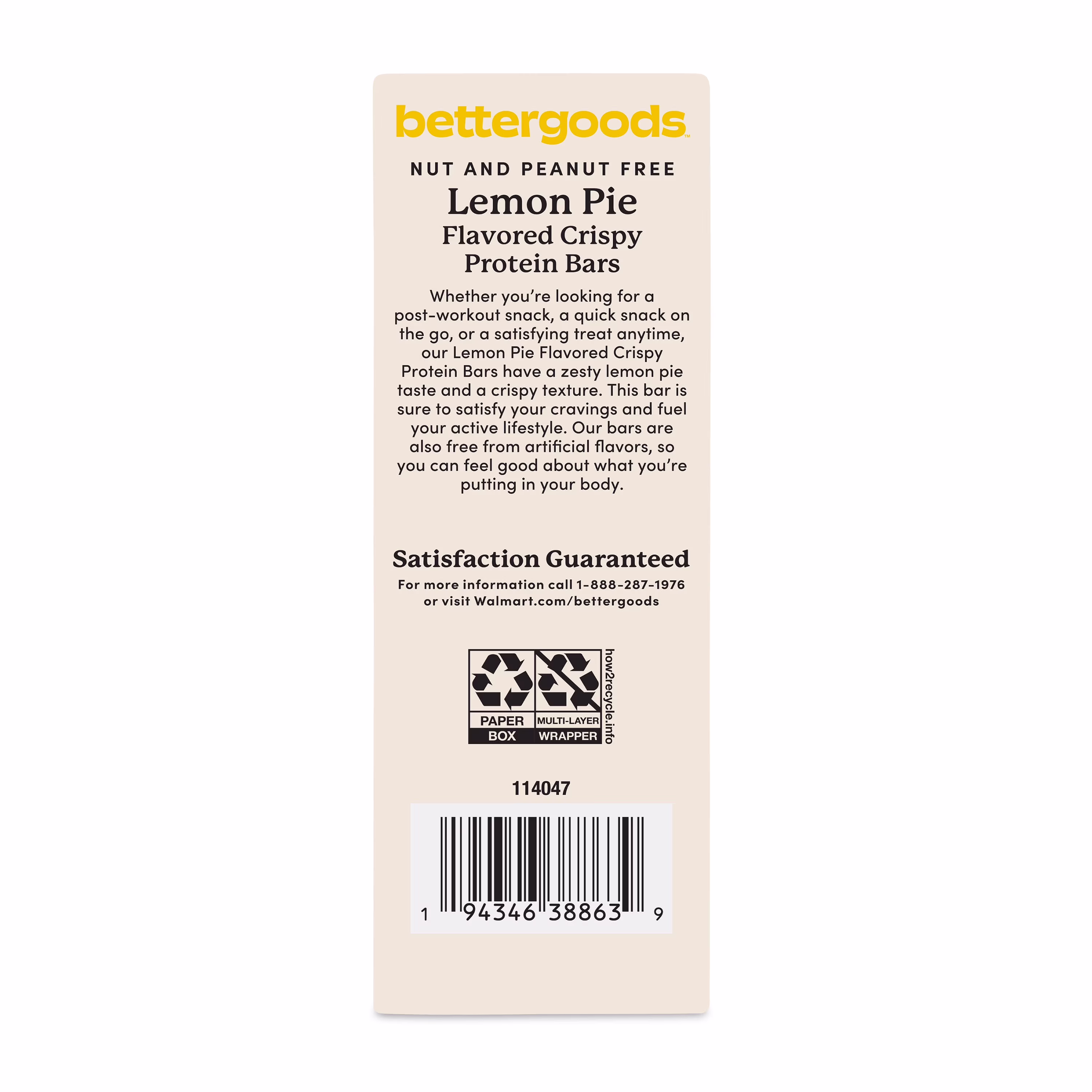 thumbnail image 4 of (8 pack) bettergoods Nut, Peanut and Gluten Free Lemon Pie Flavored Crispy Protein Bars, 9.7 oz, 5 Count, 4 of 6
