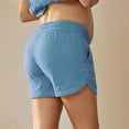 thumbnail image 7 of Maternity Shorts for Women Summer Casual Lightweight Elastic Waist Wide Straight Leg Loose Shorts with Pockets, 7 of 7