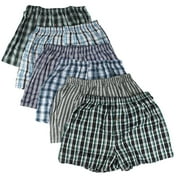 Men's Checker Plaid Shorts Assorted Cotton Blend Boxers Trunks Underwear (S, 3 Pack)