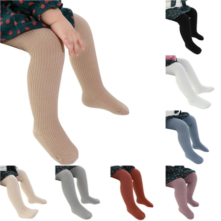 TinyBloomm Toddler Kids Baby Girls Cotton Solid Warm Knit Leggings Pantyhose Stretchy Basic Pants Socks Pantihose For Winter Stocking Size 6-12 Months