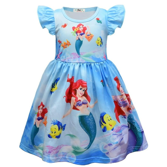 Robe de Fête Imprimée Sirène Princesse Ariel pour Filles