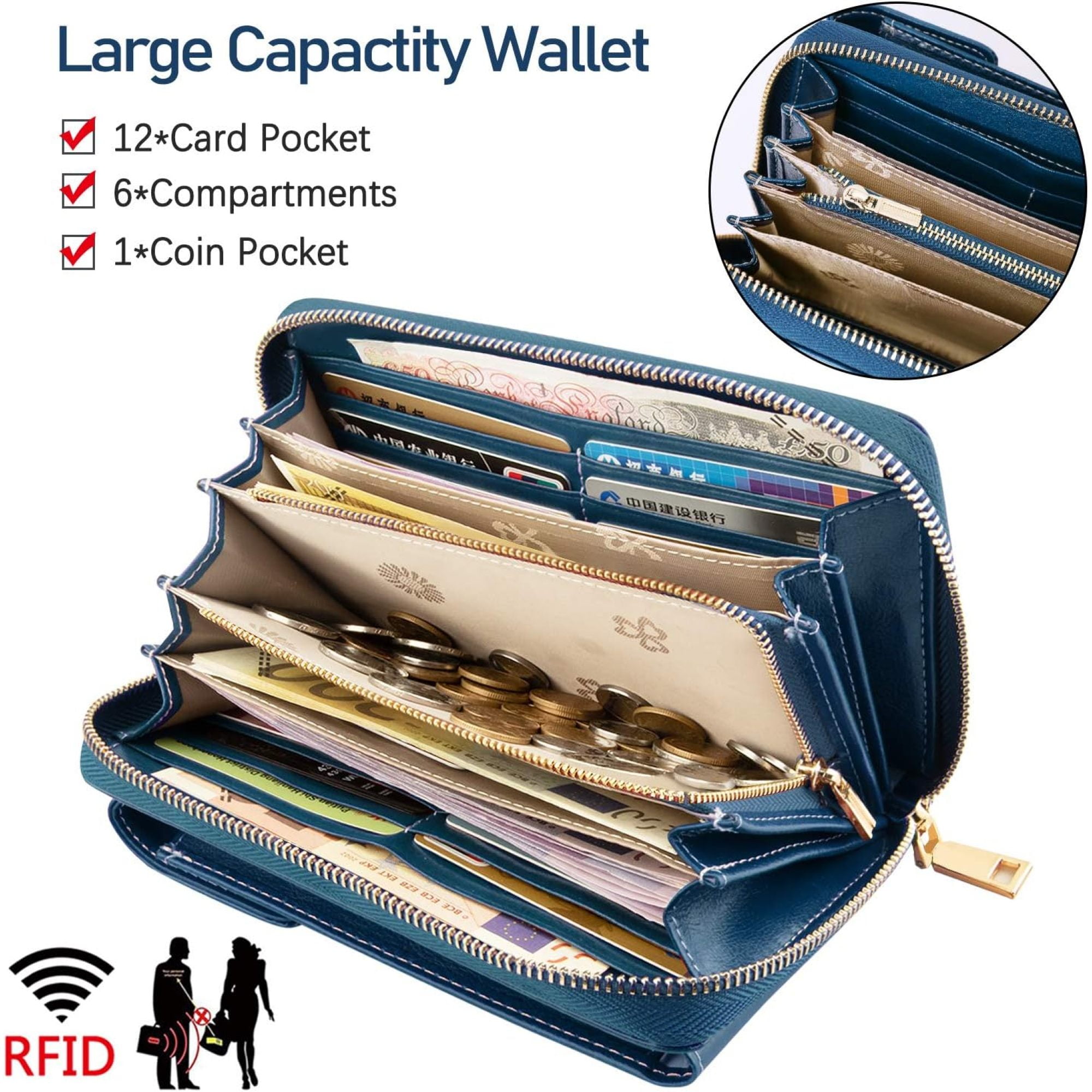 SQDWYGG Small Crossbody Phone Bags for Women Leather Cell Phone Purse Wallet,A-blue