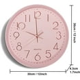 thumbnail image 6 of Pink Wall Clock Silent Non-Ticking, 12in Analog Wall Clock in Battery Operated，Cute Decorative Clock for School Office Classroom Bedroom Kitchen Living Room Nursery Decor, 6 of 9