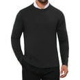 thumbnail image 1 of SUDADERA DE PULLOVER DE PUNTO SUAVE DE MANGA LARGA Y CUELLO REDONDO CLÁSICO PARA HOMBRE EN COLOR NEGRO, 1 of 6