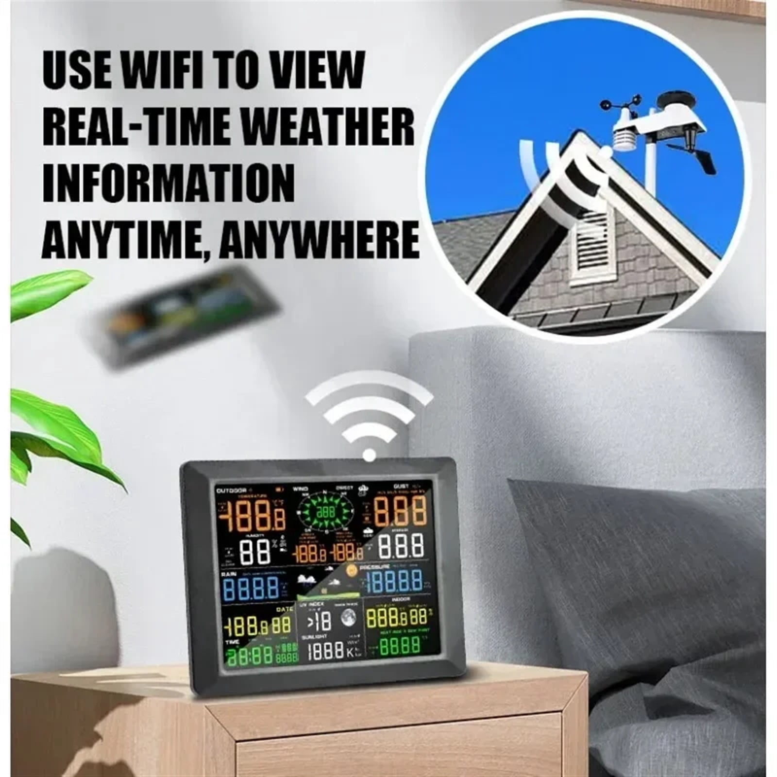 Professional Weather Station 0310 Internet Wireless with Outdoor Sensor Rain Gauge Forecast Wind ,High Precision