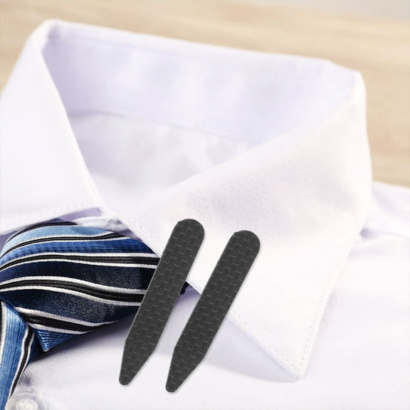 RENACLIPY 2 Pairs Metal Collar Stays Black Carbon Fiber for Dress Shirts, Sleek Design to Keep Collar Neat and Crisp