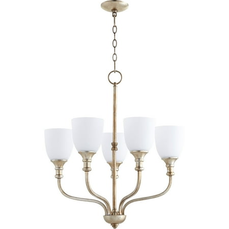 

Chandeliers 5 Light With Aged Silver Leaf Finish Medium Base Bulbs 24 inch 300 Watts
