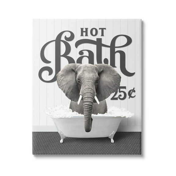 Stupell Industries Hot Bath Elephant Animals & Insects Painting Gallery Wrapped Canvas Print Wall Art, 16 x 20