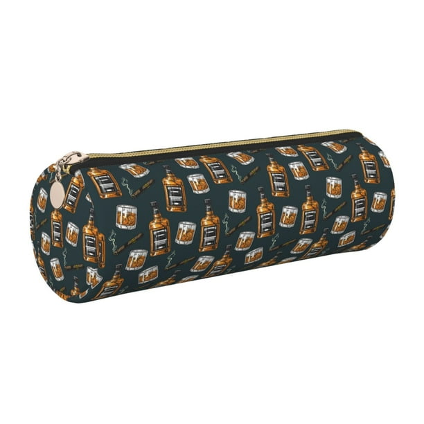 Disketp Cigar Estuche Organizador de Lápices de Cuero, Estuche de Oficina con Cremallera para Bolígrafo y Lápiz