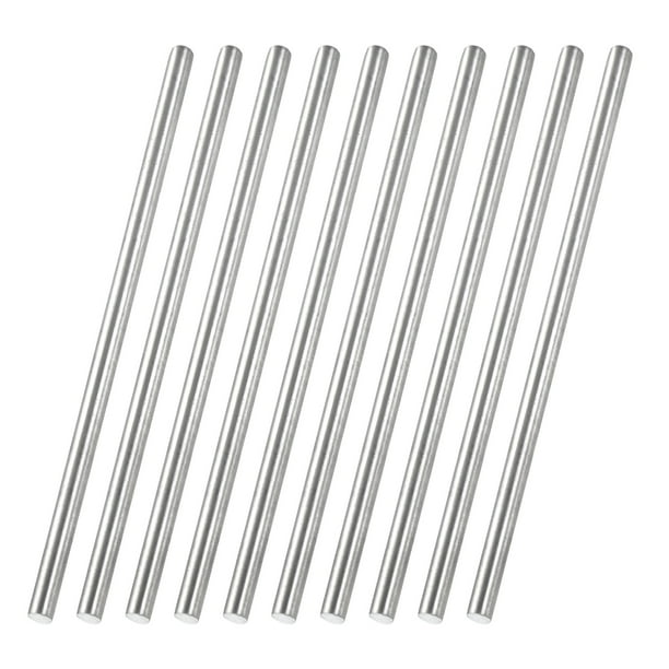 Uxcell 10 Pcs Varilla Redonda de Acero Inoxidable 304, Diámetro de 1/4", Longitud de 6" (150mm) Varillas Sólidas de Metal, Barra de Acero para Artesanías Modelos de Bricolaje Aviones Barcos Coches