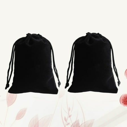 GOOHOCHY Drawstring Pouch Black Flannel 2Pcs Drawstring Design Bag