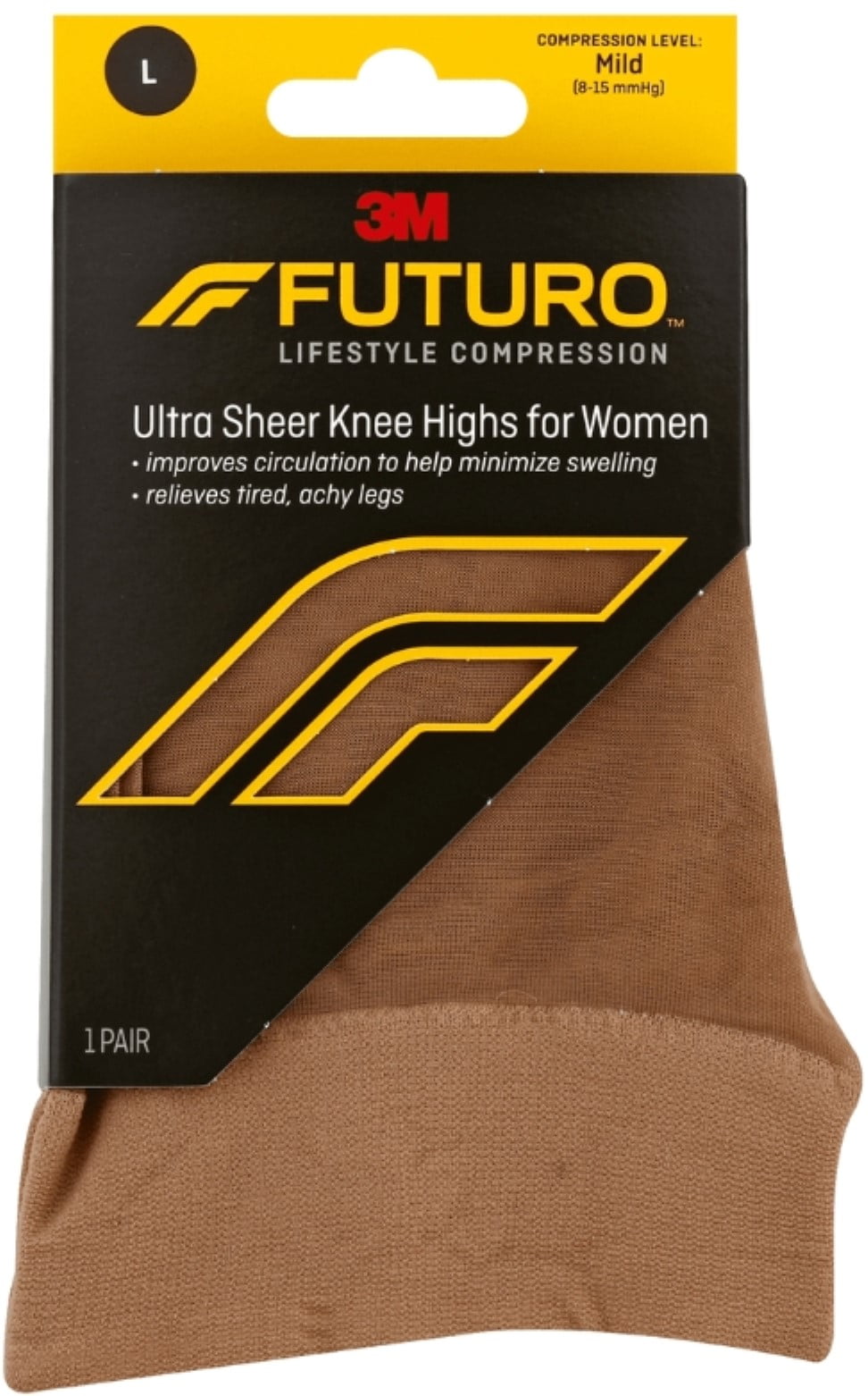 FUTURO Energizing Ultra Sheer Knee Highs Mild Large Nude 1 Pair ...