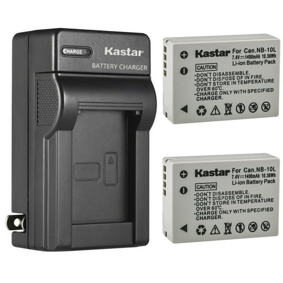 Kastar 2-Pack Battery and AC Wall Charger Replacement for Canon NB-10L NB10L, NB-10LH NB10LH Battery, Canon CB-2LC Charger, Canon PowerShot SX40 HS, PowerShot SX50 HS, PowerShot SX60 HS Cameras