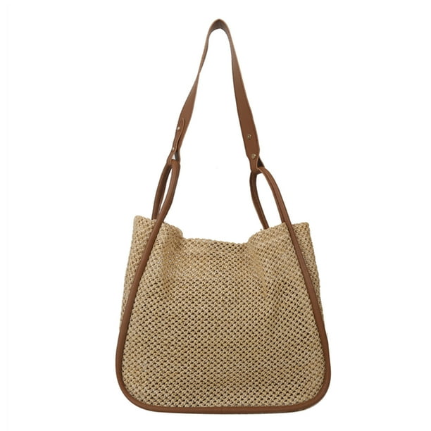 Bolso de mano para mujer bolso compuesto tejido ahuecado bolso de playa de Color sólido bolso de mano para mujer
