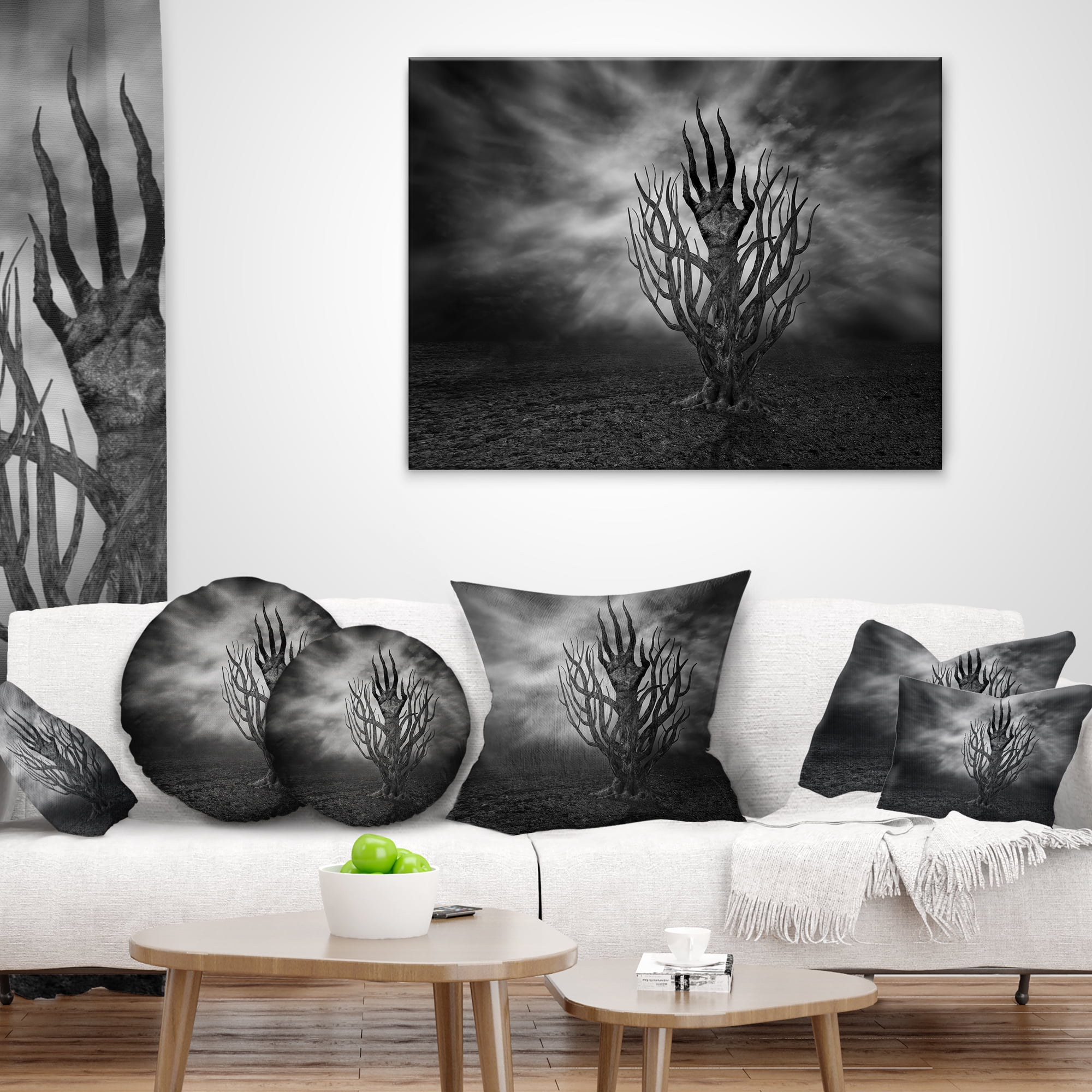 Designart Cry of Hand - Abstract Throw Pillow - 16x16