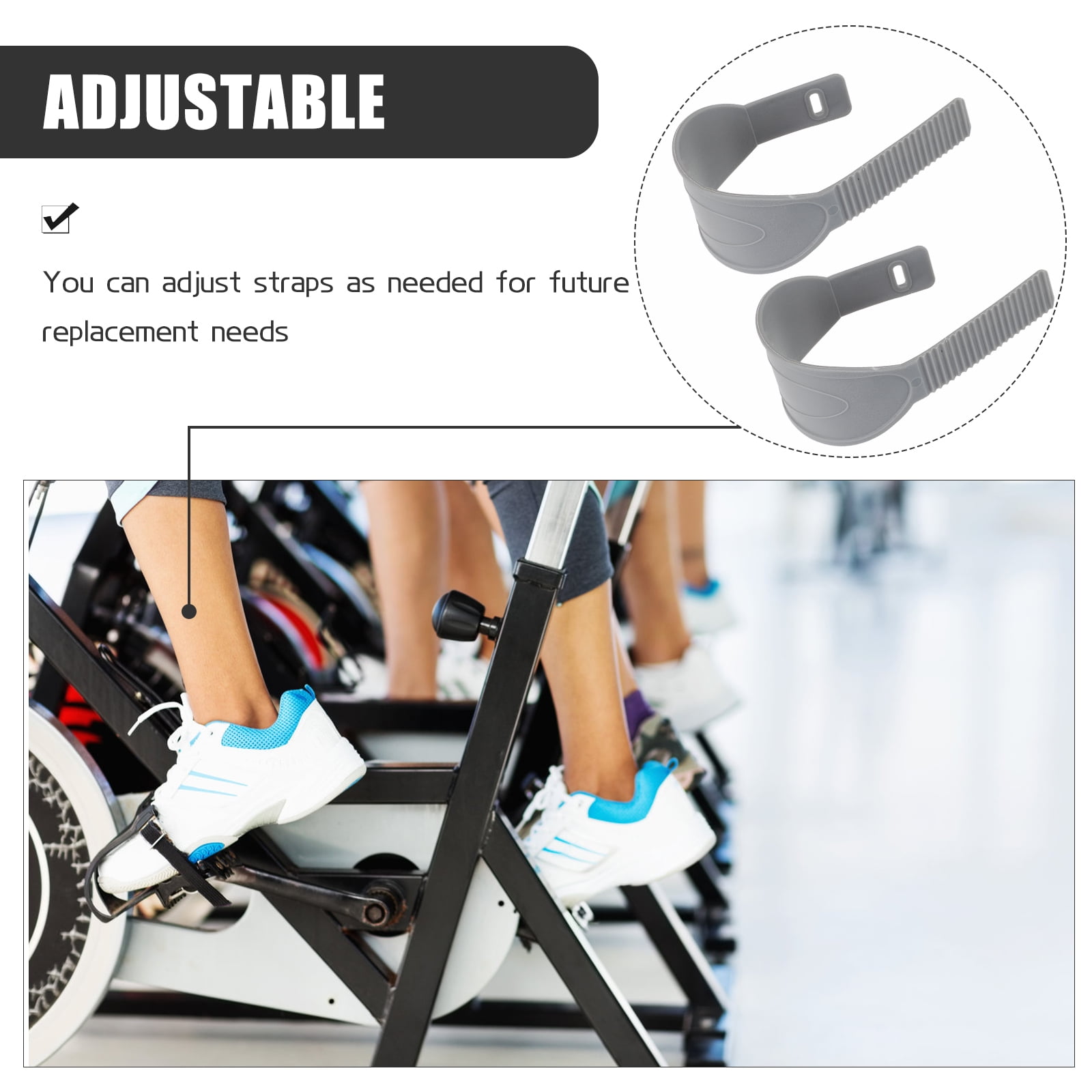 1 Pair of Exercise Bike Pedal Straps Gym Cycle Pedal Straps Adjustable