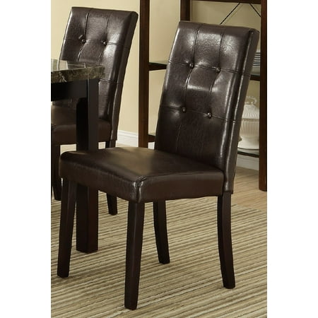 Spool Dining Chairs Simple Relax 1Perfect Choice High Back Dining Side Chairs Stools Faux Leather, Dark Brown Wood Legs, Set of 2 ()
