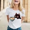thumbnail image 2 of Womens Anime Cat Ramen Graphic T-Shirts Japanese Funny Graphic Short Sleeve Tees Kawaii Cat Anime Gifts Tops, 2 of 5