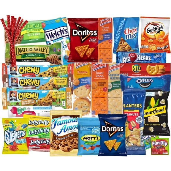 Snack Box Care Package Variety Pack Mix 30 Count Cookies Chips Candy Snacks Box for Office, Holiday, Christmas, Meetings Schools Friends & Family Military College Women Men Adult Kids Snack...