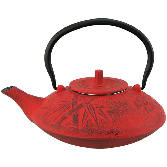 Burgundy Red bamboo Cast Iron Tea Cup 