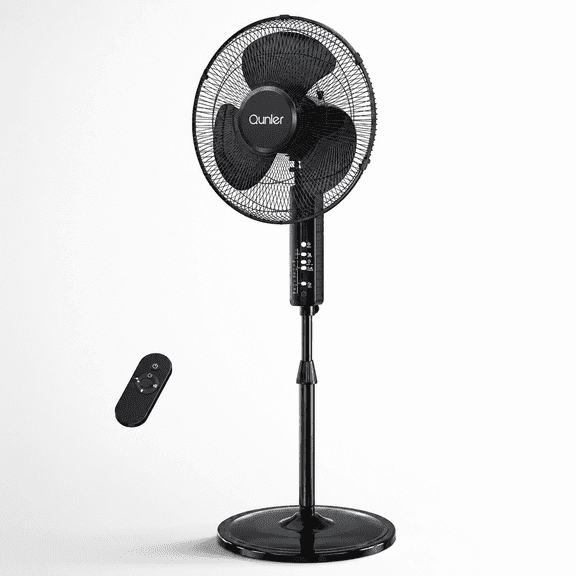 16" Oscillating Standing Fan with Remote, 3-Speed, Height Adjustment Pedestal Fan, 10H Timer Quiet Fan for Home Bedroom Office