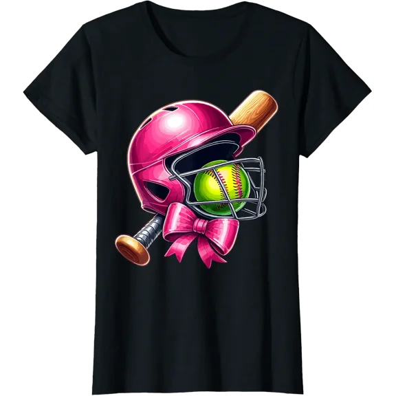 Softball Girl Coquette Bow Softball T-Shirt Size S-5XL