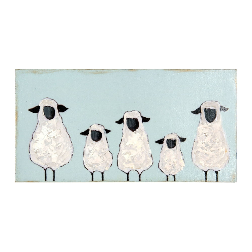 Hand Painted Five Sheep Wood Wall Décor