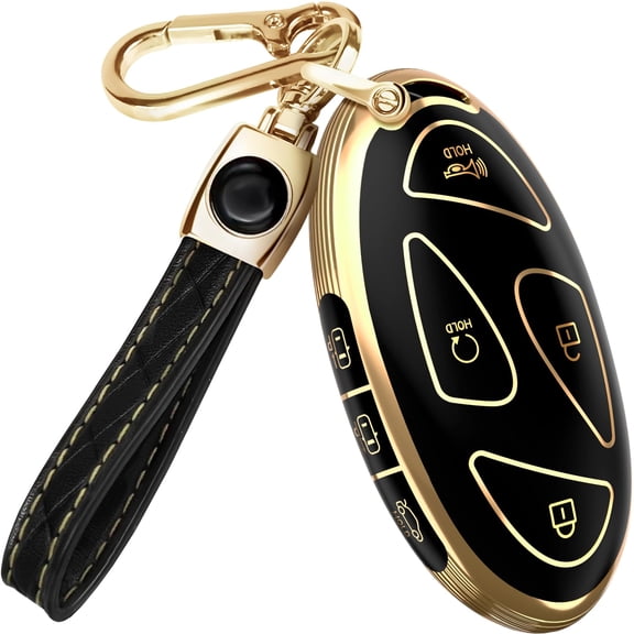 Compatible Key Fob Cover for Hyundai IONIQ 6 Key Fob Cover & Leather Keychain, 7 Buttons TPU Keyfob Case for Santa Fe, Grandeur, KONA, Elantra (2022-2025) Keychain