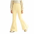 thumbnail image 5 of Xyant Girls Ribbed Knit Flare Leggings Elastic High Waist Bell Bottoms Bootcut Kids Stretchy Spring Fall Uniform Pants,Size 4-5 Years, 5 of 7