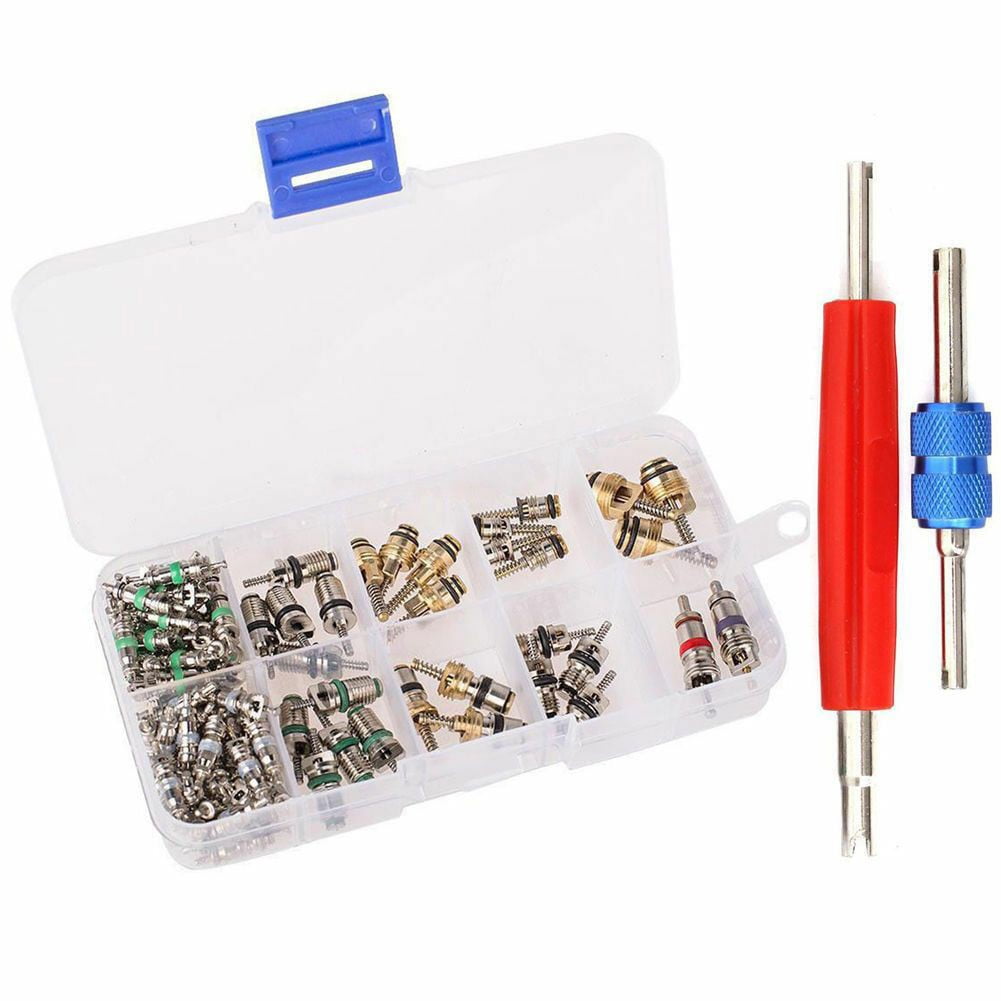 102X R134A Car A/C Air Conditioning Valve Cores Auto Air Con Tool Kit 1/4" 5/16"