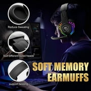 Wired Gaming Keyboard&Mouse Headset Combo,Rainbow Over Ear Headphone with Mic,Mice Pad for PC(Black)