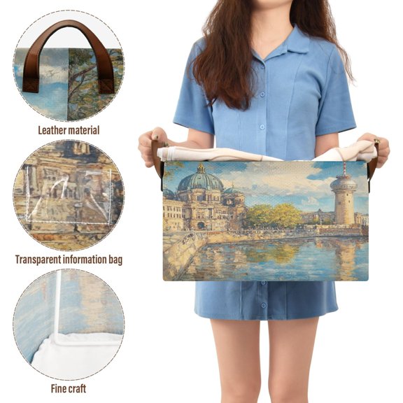 BZSMCE Collapsible Fabric Cube Storage Bins The Tower and Bridge Art Painting Design Pattern Storage Box