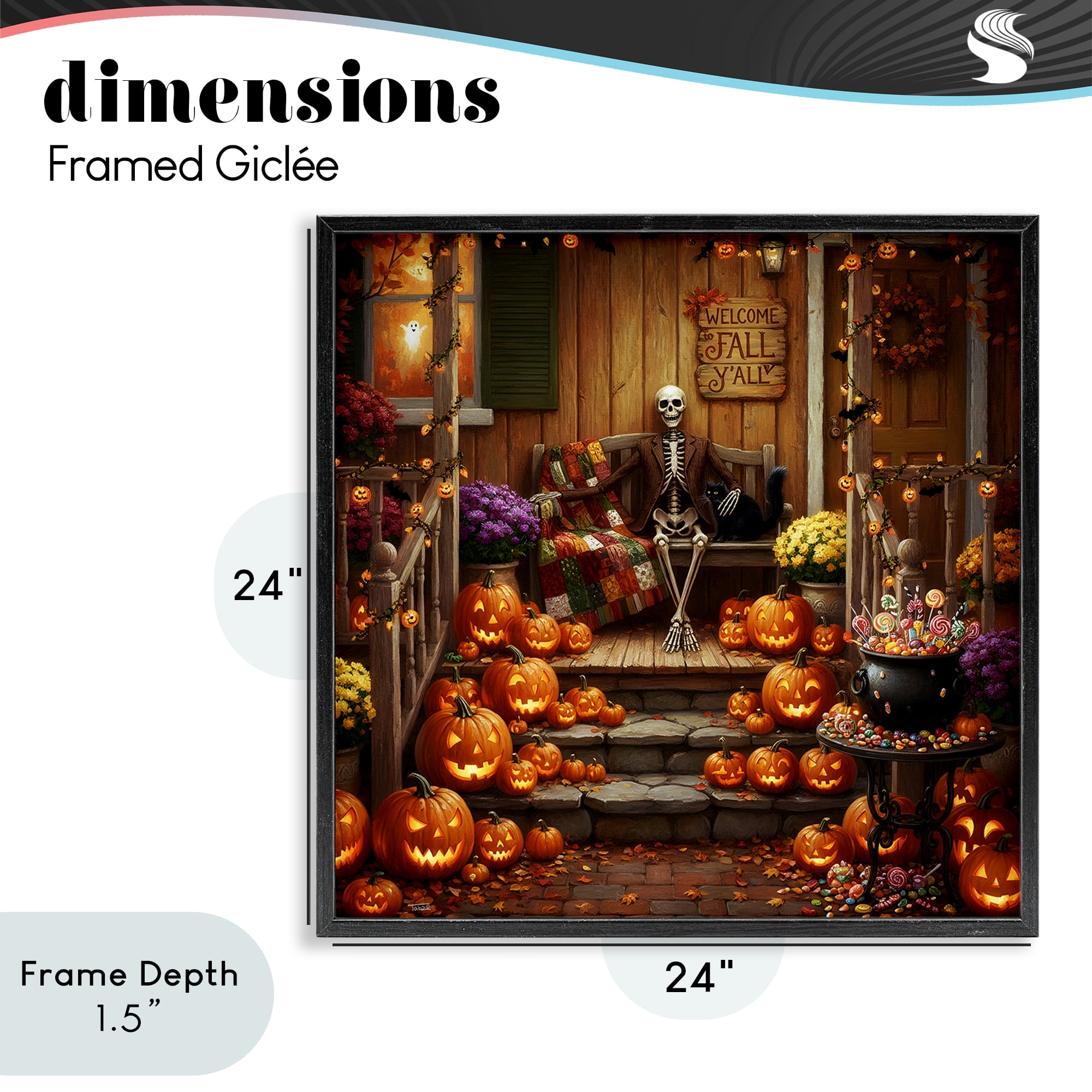Stupell Industries Welcome To Fall Skeleton Porch Black Framed Giclee Art, design by Tabz Jones