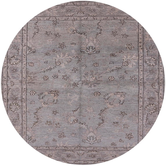 Ahgly Company Machine Washable Indoor Round Industrial Modern Mauve Taupe Purple Area Rugs, 8' Round