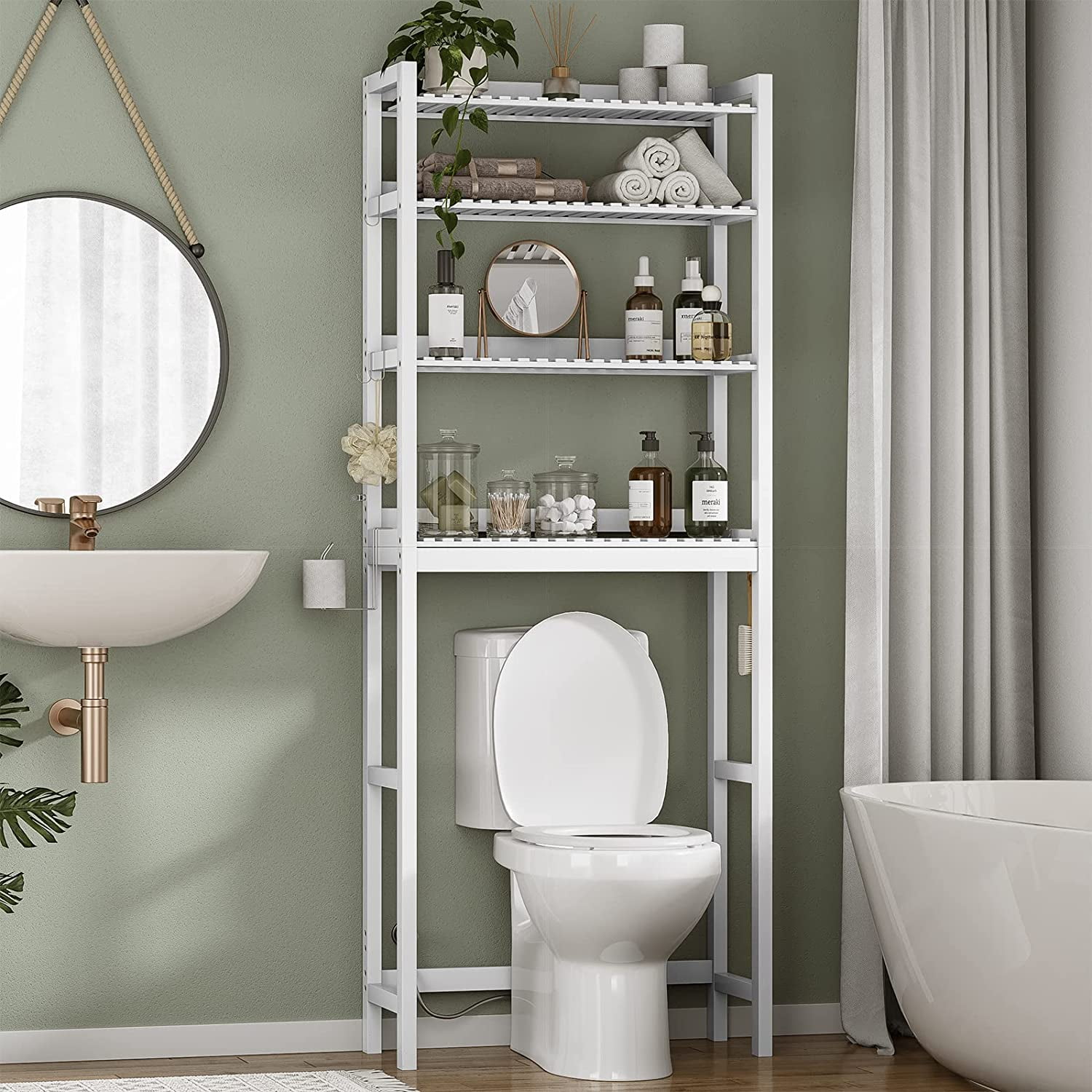 Over The Toilet Storage Shelf,SpaceSaving Bathroom Toilet Rack with 4