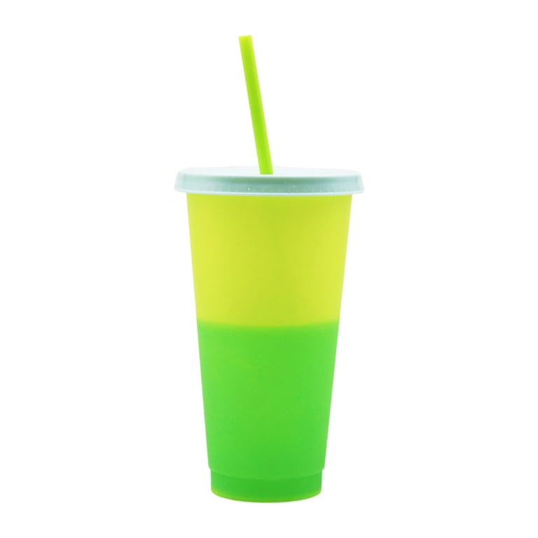 UDIYO 720ML Plastic Cups with Lids and Straws - 24 oz Color Changing Cups  with Lids and Straws Bulk, Reusable Cups with Lids and Straws for Adults  Kid Women Party, Cute Cold