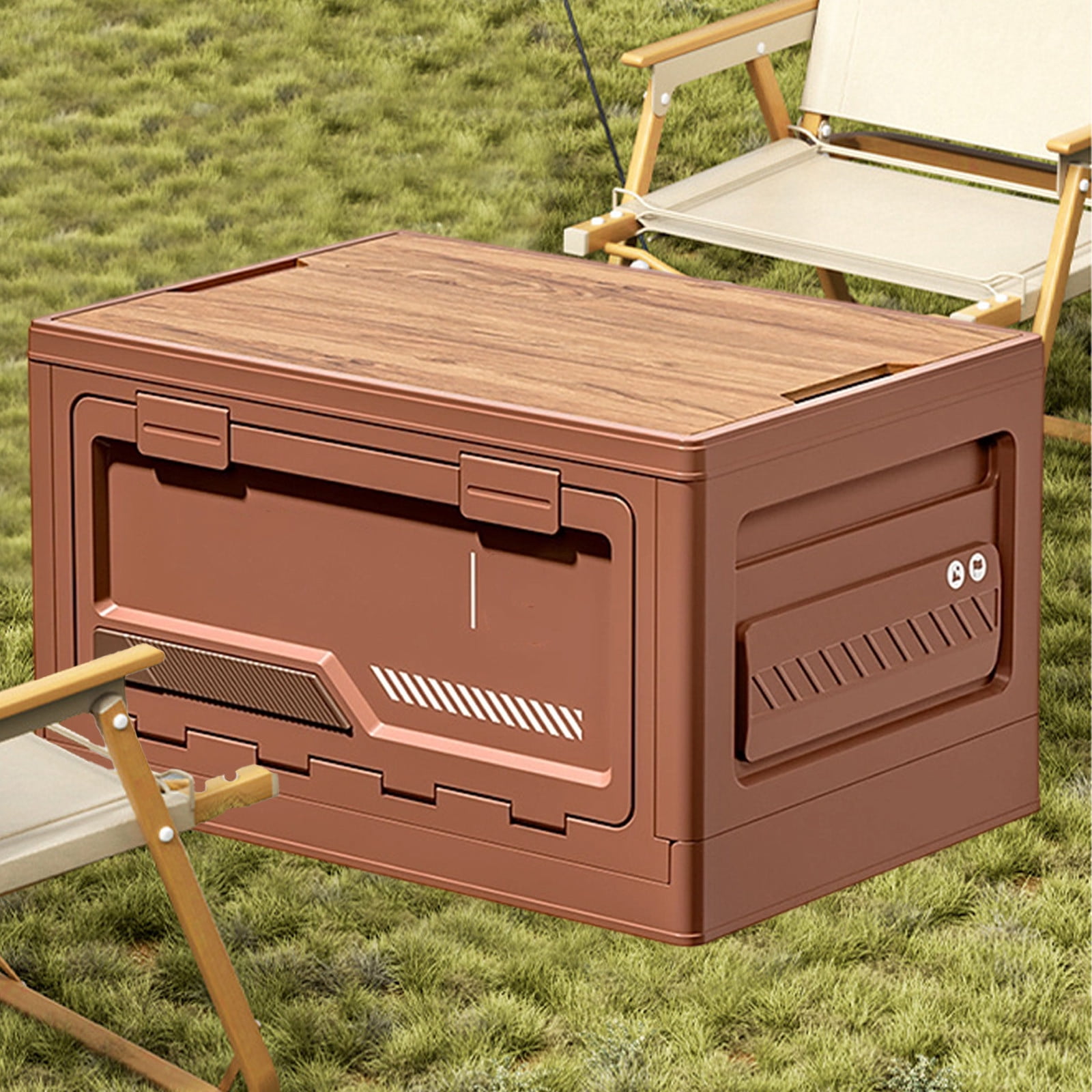 15.75x11.42x9.06 Inch Outdoor Camping Storage Box Foldable Side Door Plastic Container for Car Trunk Organization