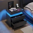thumbnail image 5 of Nightstand with LED Light, Paproos Modern Nightstand with 2 Drawers, 19"W Wide Bedside Table, End Table Side Table for Bedroom Living Room, Black, 5 of 10