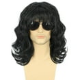 thumbnail image 2 of California 70s 80s Rocker Wig Men Women Long Curly Dark Brown Halloween Costume Anime Wig, 2 of 9