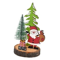 Wooden Christmas Table Decor Tabletop Christmas Tree Desktop Ornament Table Top Decoration for Home Indoor Party Xmas Present Santa Claus