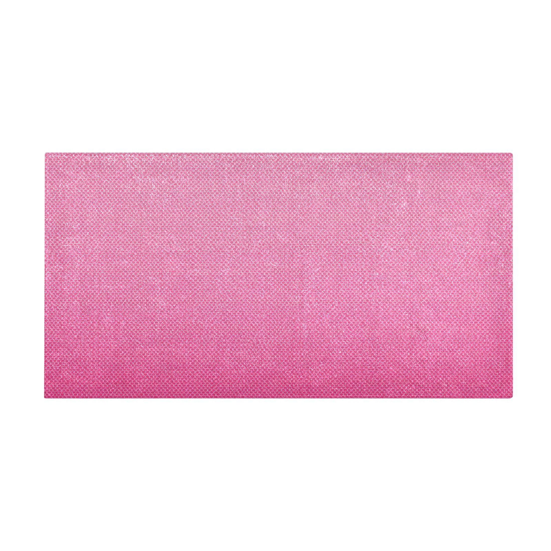 Gradient Pink Fabric Texture Plush Carpet Non Slip Runner Rug Absorbent Bath Mat 39" x 20"