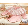 thumbnail image 3 of Baby Romper  Contrast Color Ruffled Collar Long Sleeve Lace Patchwork Bodysuit for Girls  0-18 Months, 3 of 7