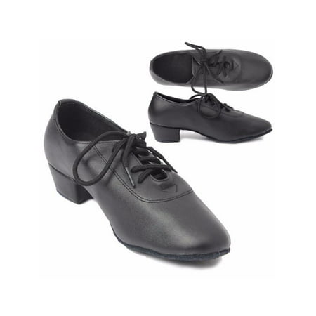 Meigar New Black Men Leather Mid Heel Kid Boy Latin Tango Salsa Waltz Ballroom Dance (Best Argentine Tango Shoes)