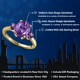 thumbnail image 2 of Gem Stone King 2.80 Ct Oval Purple Amethyst 18K Yellow Gold Plated Silver Ring, 2 of 6