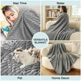 thumbnail image 4 of Throw Blanket, Extra Soft Blanket with Strip, Plush Fuzzy Cozy Bed Blankets and Throws for Couch,Bed,Sofa,Lightweight and Versatile Throws for Office Bedroom Picnic Home Decor,50x60" Gray, 4 of 7