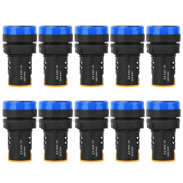 10 Uds. Luz indicadora de potencia LED BERM 22mm de diámetro 220V azul