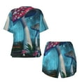 thumbnail image 6 of "Wukai Fantasy Mushrooms Women's Pajama Set - Short-Sleeve Top and Shorts with Elastic Waistband and Pockets for Loungewear, Yoga, and Casual Wear-XX-Large, 6 of 8