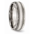 thumbnail image 4 of Titanium Polished /Stone Finish Center Grooved Edge Sterling Inlay Wedding Band (8mm) - Size 7.5, 4 of 5